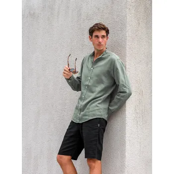 TallGuys Pánská prodloužená lněná košile 2.0 | Dlouhý rukáv | Sage gray Velikost: 3XL, Střih: Regular