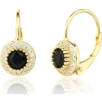 Náušnice Stříbrné zlacené náušnice s černými zirkony SVLE3362XJ6GB00