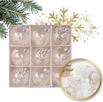 Vánoce Sada bílých vánočních koulí 9 ks, průměr 8 cm