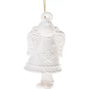 Vánoční dekorace Porcelánový zvoneček Anděl bílý (FUD22054)