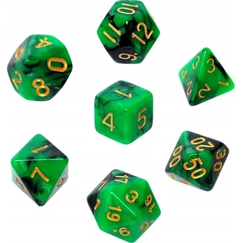Příslušenství k deskovým hrám Rebel Sada RPG kostek - Dvoubarevné - Zeleno-černé