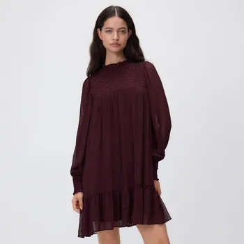 Dámské šaty Reserved - Mini šaty s aplikacemi - hnědá - 103GP-83X - 103GP-83X-XL