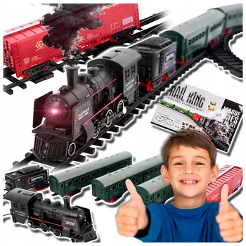 Vláček a vláčkodráha Elektrická vláčkodráha Kruzzel sada s tratí 700 cm, 5 vagónů, s kouřem