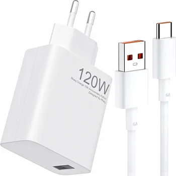 RYCHLÁ SÍŤOVÁ NABÍJEČKA PRO TELEFON | 120W | + USB-C KABEL 1M UNIVERZÁLNÍ