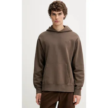 Pánská mikina Mikina Levi's pánská, hnědá barva, s kapucí, hladká, A8435 A8435.0033 98X, vel. L