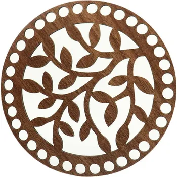 Pro Háčkování Víko na košík kruh Ø 15 cm dekor ořech, strom