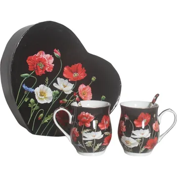 Home Elements Hrnky se lžičkami 350 ml, Máky černé Home Elements