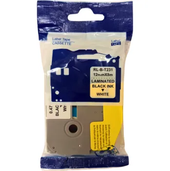 Pásek do tiskárny Kvalitní-tonery.cz Kompatibilní páska pro Brother TZE-231, černý tisk/bílý podklad, laminovaná, 8m, 12mm