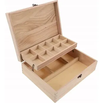 Šperkovnice DŘEVĚNÝ ORGANIZÉR ŠPERKOVNICE KRABIČKA NA ŠPERKY DIKOM S PŘIHRÁDKAMI