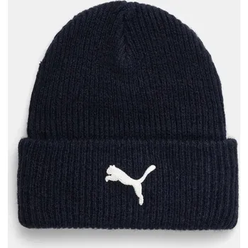 Čepice Čepice z vlněné směsi Puma tmavomodrá barva, z husté pleteniny, 25495 59X, vel. ONE SIZE