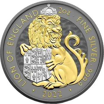 Stříbrná mince 2 Oz Art Color Collection Lion of England 2022