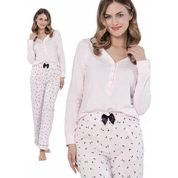 Dámské pyžamo LEVEZA DÁMSKÉ ROZEPÍNACÍ PYŽAMO NOČNÍ KOŠILE AFRA 1617 RŮŽOVÁ 38 / M