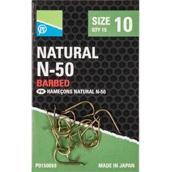 Rybářský háček PRESTON INNOVATIONS Preston Háček Natural N-50 hooks Velikost háčku: 14