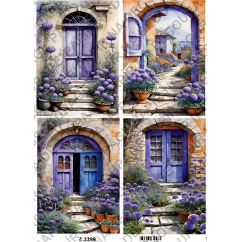 Umělecký papír Rýžový a soft papír na decoupage - Zápraží levandulové - KB3399 Materiál: Soft, Rozměr: A4