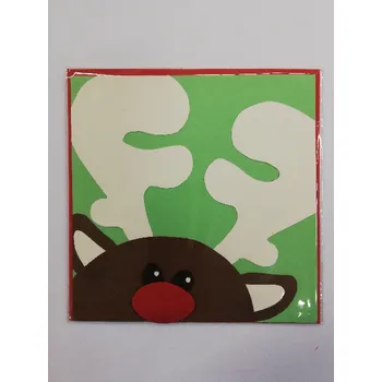 3D vánoční přání 13,5 x 13,5 cm - sobík na zelené