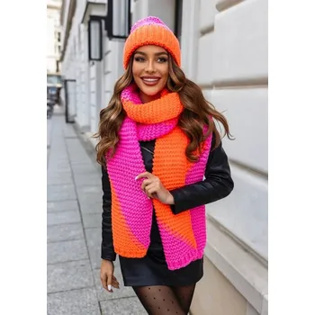 Čepice Fashionweek Dámská sada čepice a šálu JK-NESSI Barva: Růžový neon, Velikost: Universal