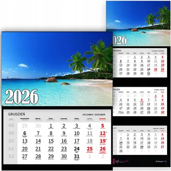 Kalendář Třídílný kalendář s krajinami – kouzelné výhledy, rok 2026, RŮZNÉ VZORY