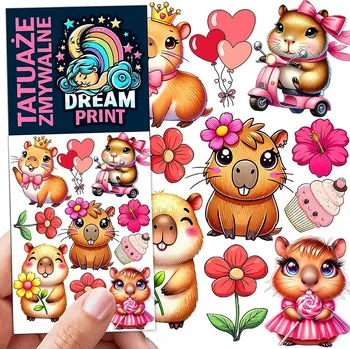 Odstranitelné tetování DOČASNÉ OMYVATELNÉ TETOVÁNÍ PRO DĚTI - KAPYBARA / KAPYBARA