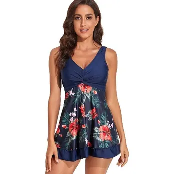 Dámské plavky BIKINY DVOUDÍLNÉ PLAVKY ŠATY KOSTÝM KRAŤASY KVĚTINY XL