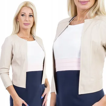 Dámské sako BÉŽOVÉ SAKO Z EKO KOŽE M128, vel. 44