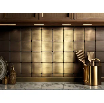 Dlažba Dekorativní kovové obklady 100% mosaz kartáčovaná, dlaždice do restaurace, loft