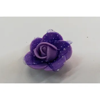 Svatební dekorace Pěnová růžička dekorační 3cm - fialová se závojem