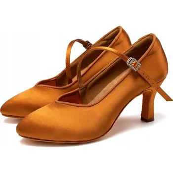 Dámské sandále Lelka taneční boty pro standard M3525 - HNĚDÉ - podpatek 7,5 cm, velikost 36