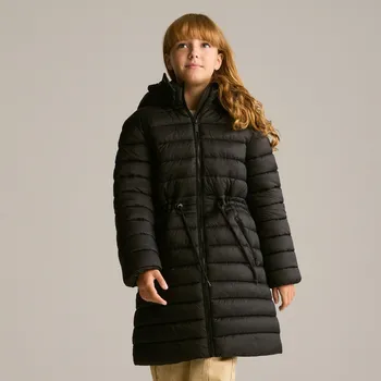 Dětská móda Reserved - Dlouhý prošívaný kabát s kapucí - černý - 229EX-99X - 229EX-99X-134