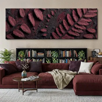 Obraz Obraz na plátně - Burgundské kapradí FeelHappy.cz Velikost obrazu (šířka x výška): 60 x 20 cm