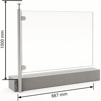 Zábradlí Hahn Steel Set nerezového zábradlí se skleněnou výplní, boční kotvení (VxŠ)- 1000x(562-1062)mm Výška x šířka (mm): 1000*887 (mm)