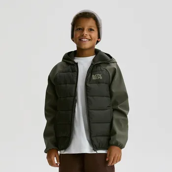 Reserved - Prošívaná bunda s přírodním peřím - hnědozelená - PL599-78X - PL599-78X-170