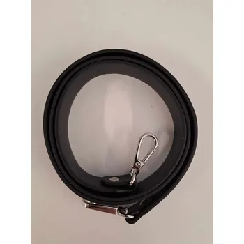 Koženkový popruh na kabelku s karabinou šíře 2,4cm - černá/nikl