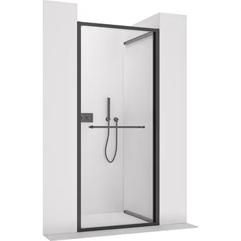 CERANO - Sprchové posuvné dveře Versaro L/P - 6 mm - černá matná, transparentní sklo - 80x195 cm - zasouvací