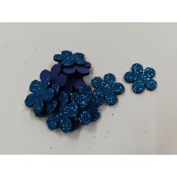 Pěnová dekorační kytička se třpytkami - modrá - 3cm