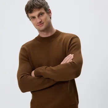 Pánský svetr Reserved - Polorolák s vysokým podílem bavlny - hnědá - 063FR-88X - 063FR-88X-XL
