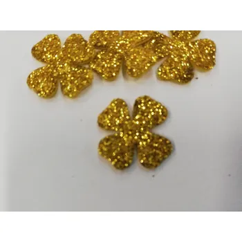 Pěnový dekorační čtyřlístek se třpytkami - žlutý - 3cm