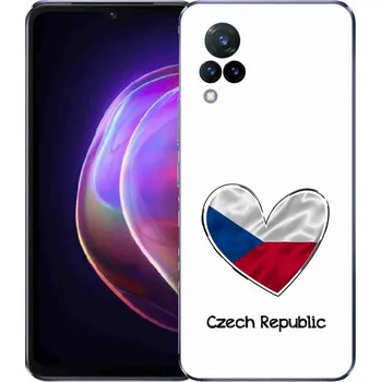 Pouzdro na mobilní telefon Gelový kryt mmCase na Vivo V21 4G/5G - vlajka srdce bílé pozadí