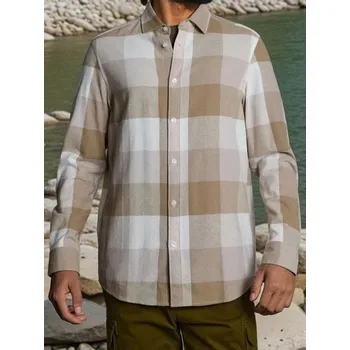 Pánská košile Sinsay - Bavlněná kostkovaná košile - hnědá - 106EV-74X - 106EV-74X-M