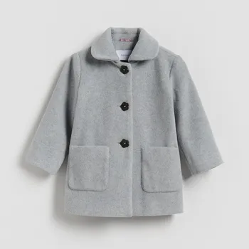 Dívčí bunda Reserved - Kabát s příměsí viskózy - tmavě šedá - 197EX-90M - 197EX-90M-104