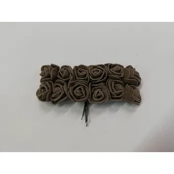 umělá květina Pěnová růžička dekorační svazek 12ks - světle hnědá