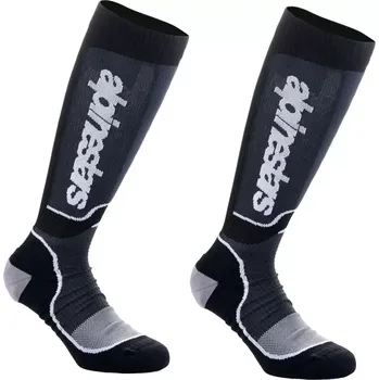Pánské ponožky Dětské dlouhé ponožky/podkolenky ALPINESTARS MX PLUS barva šedá/černá, velikost M/L pro velikost nohy 34-38 (vhodné do off-road botů )
