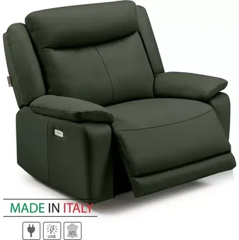 Křeslo Kožené křeslo CONTINENTAL s elektrickou funkcí relax 1P, elektrické, zelená (green 321)