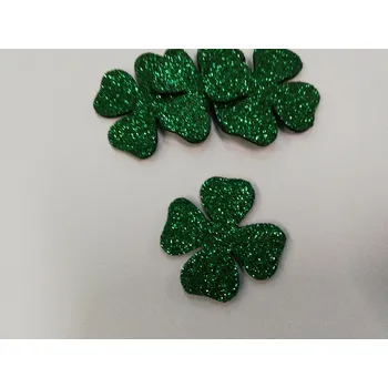 Pěnový dekorační čtyřlístek se třpytkami - zelený - 1cm