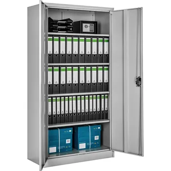 Kartotéka TecTake GmbH 404377 kovová archivační skříň blain s 5 policemi 40x80x180cm - šedá