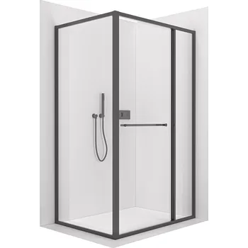 CERANO - Sprchový kout Versaro L/P - 6 mm - černá matná, transparentní sklo - 150x100 cm - zasouvací