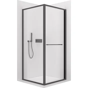 CERANO - Sprchový kout Versaro L/P - 6 mm - černá matná, transparentní sklo - 80x90 cm - zasouvací