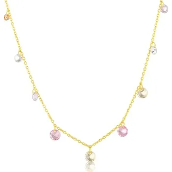 Náhrdelník Stříbrný zlacený náhrdelník s barevnými zirkony 36-42 cm SVLN0945SD5GO42