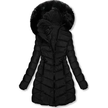 Černá zimní bunda s odnímatelnou kožešinou
