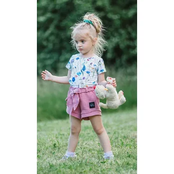 Dívčí kraťasy Kulišárny Dívčí šortky s mašlí mušelín OLDPINK VELIKOST: 98