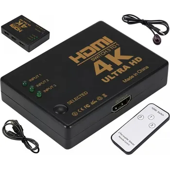 Video kabel LED21 HD28D PŘEPÍNAČ HDMI SWITCH S DÁLKOVÝM OVLÁDÁNÍM